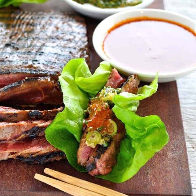 Marinated grilled beef wrapped in lettuce leaves by the famous David Chang of Momofuku is so easy to make. Amazing flavours!
