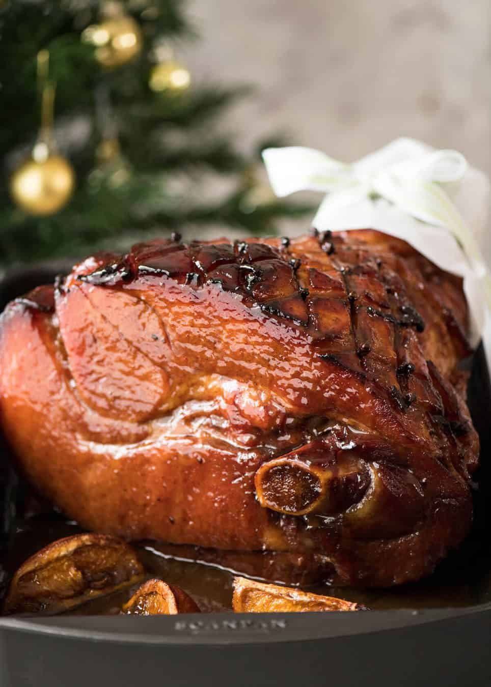 This Baked Ham with Maple Brown Sugar Glaze is a spectacular, EASY centrepiece for your Christmas table! www.recipetineats.com