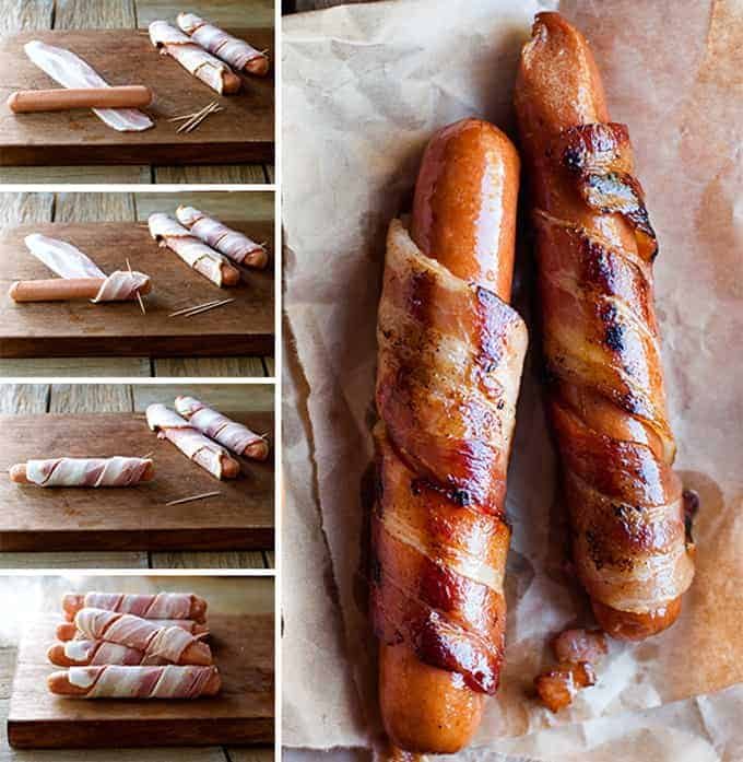 How to make Bacon Wrapped Hot Dogs with Cheese Sauce