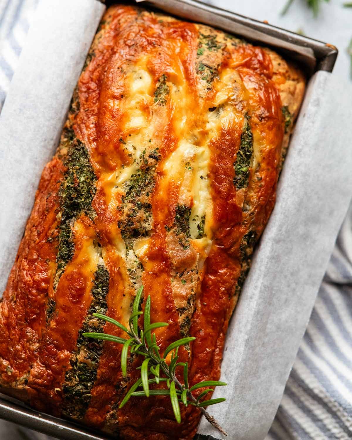 Cheese, herb and garlic quick bread