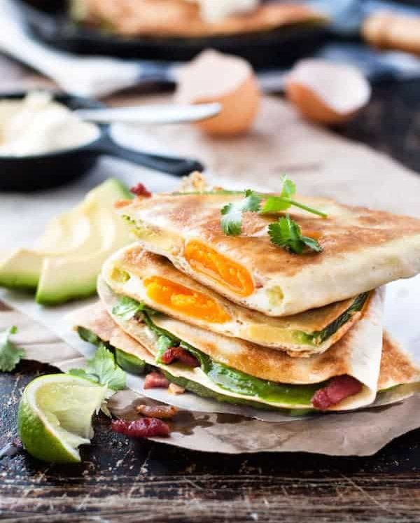 Egg, Bacon and Avocado Quesadilla