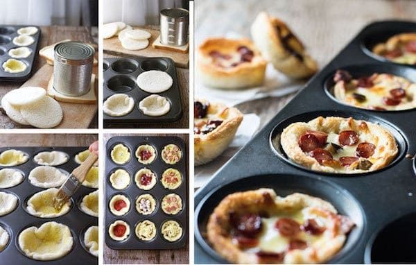 Garlic Bread Mini Pizza - made from plain sandwich bread brushed with garlic butter, these mini pizzas taste like a cross between garlic bread and pizza!