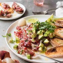 Tuna Tartare with Lychees - Simple and elegant to make, a great starter that's healthy too!