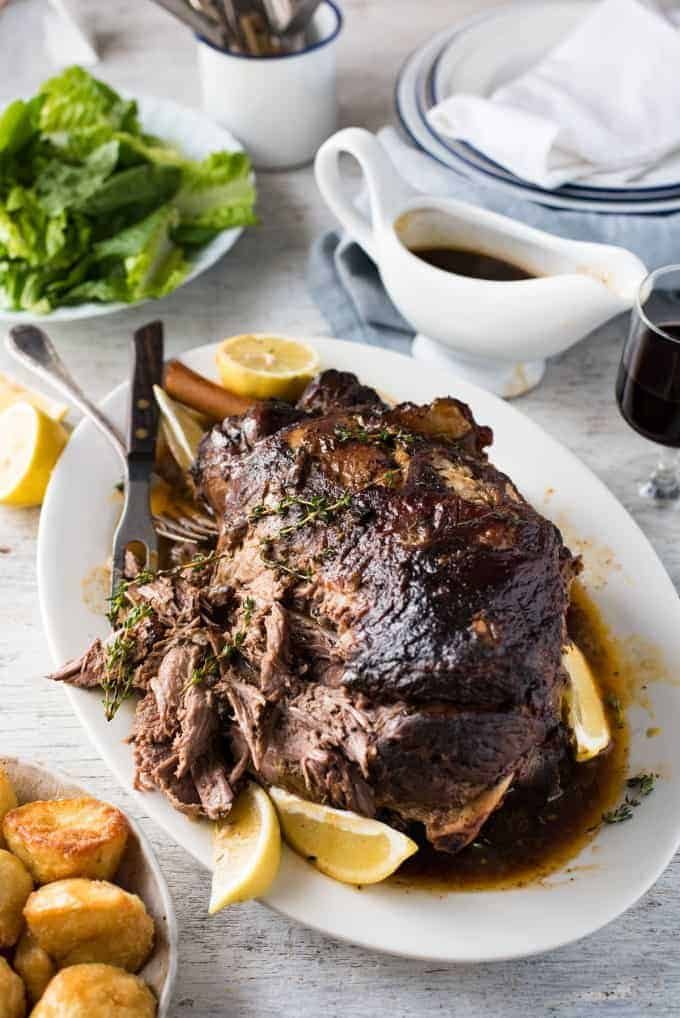 Slow Roasted GREEK Leg of Lamb - Tender fall apart lamb made the Greek way! Super easy.