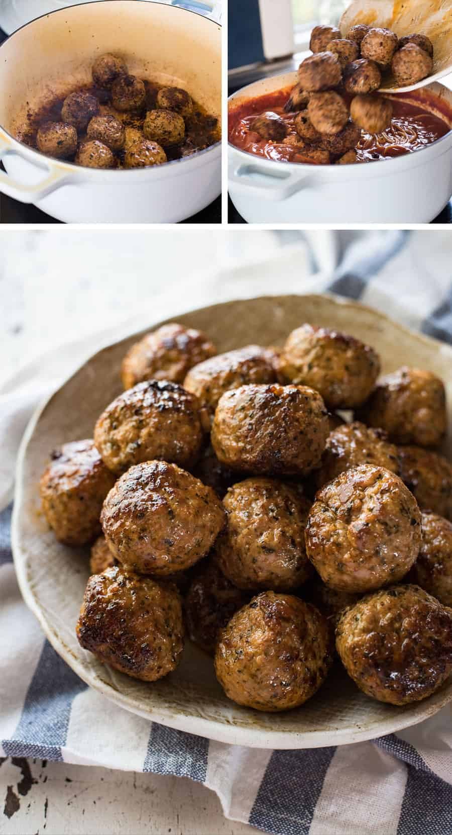 Italian Meatball Soup - Extra juicy, soft & tasty meatballs in a tomato spaghetti soup, all made in one pot!