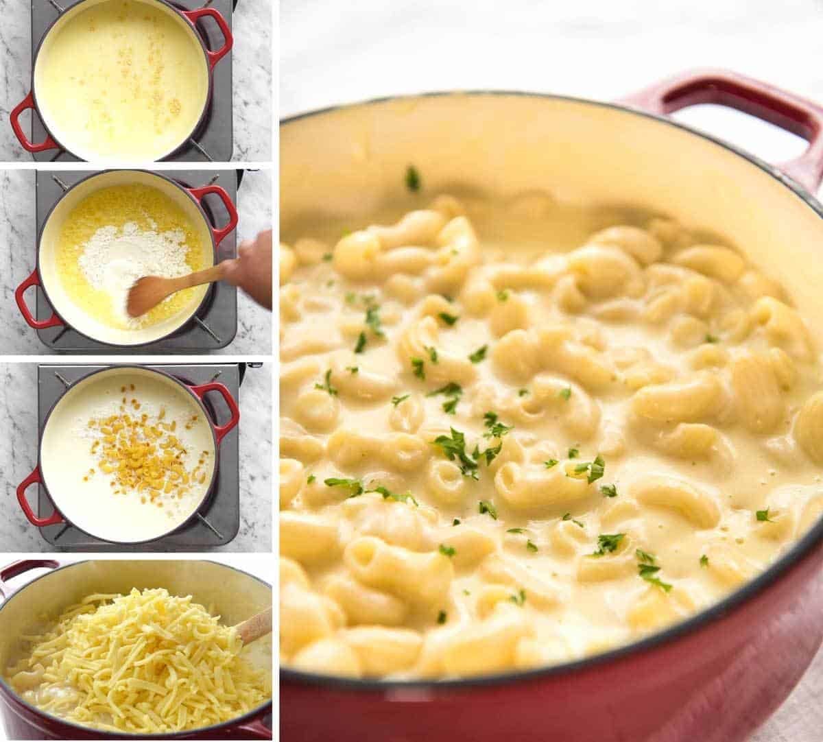 This Stovetop Macaroni and Cheese is all made in one pot! The sauce is incredibly silky, cheesy and the pasta is cooked to perfection. On the table in 20 minutes! recipetineats.com