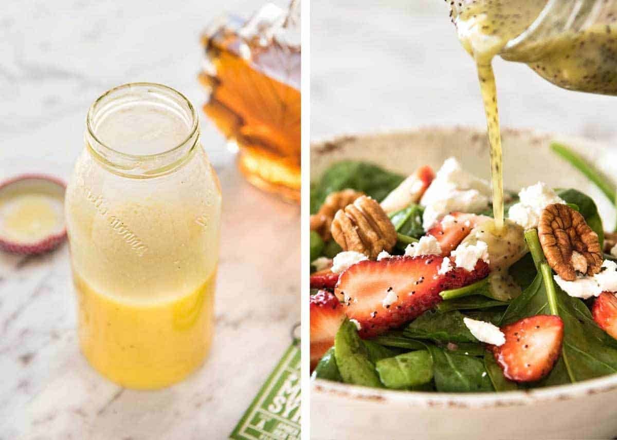 Easy Salad Dressing Recipes - Long Shelf Life, Ready To Use - Poppyseed Salad Dressing and Maple Salad Dressing www.recipetineats.com