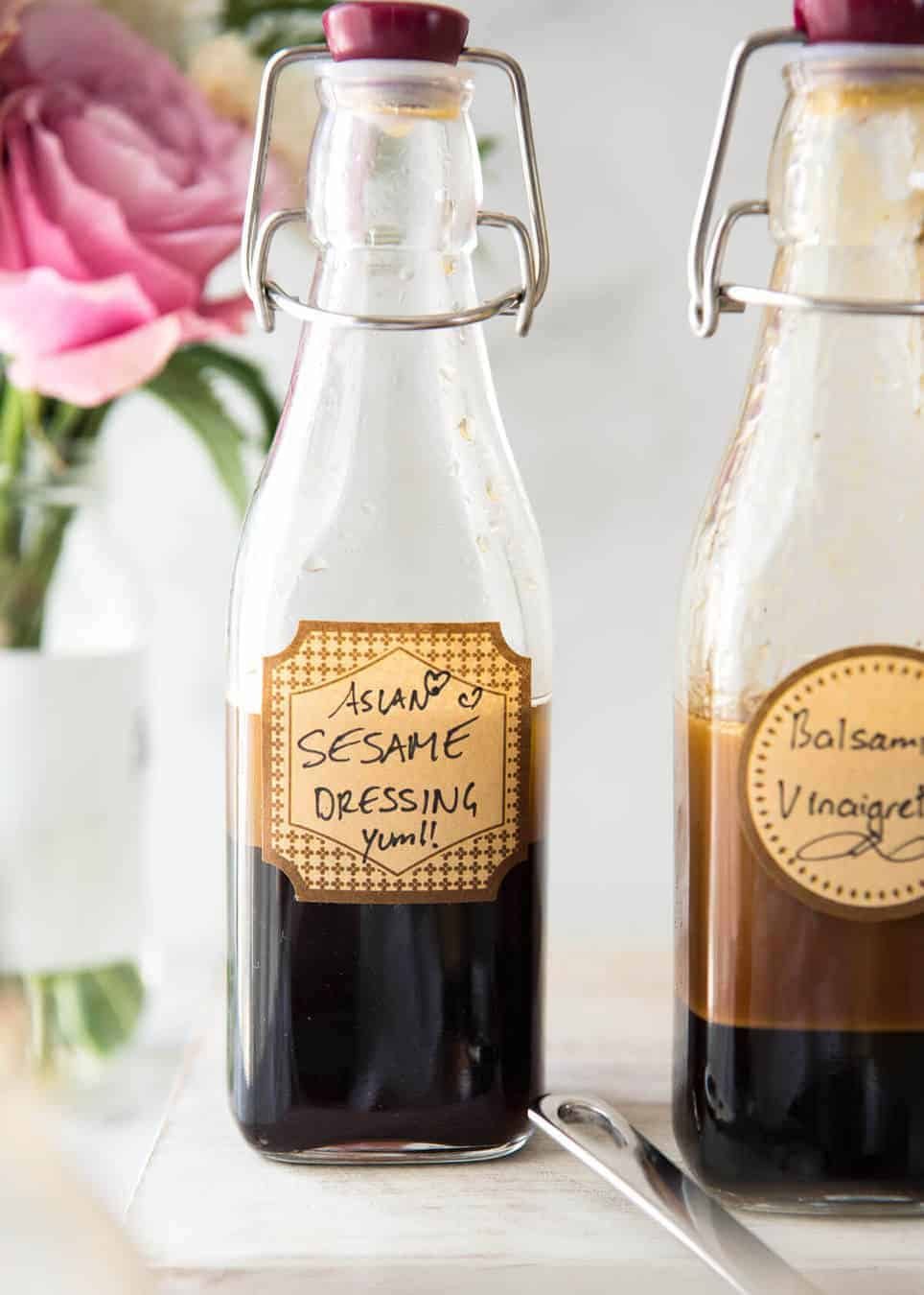 Asian Sesame Dressing - made with soy sauce, sesame oil, vinegar and sugar. Lasts for 3 weeks, an essential pantry standby! recipetineats.com