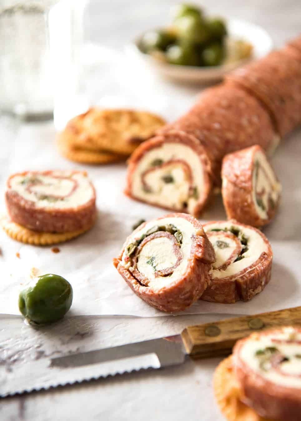 Salami Cream Cheese Roll Up - Great inexpensive party food idea! www.recipetineats.com