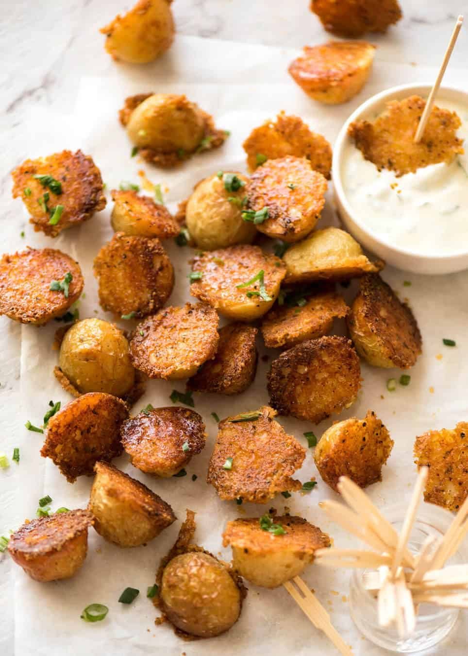 Make these Crispy Roasted Parmesan Potatoes for your Sunday roast or pass them around at a party! recipetineats.com