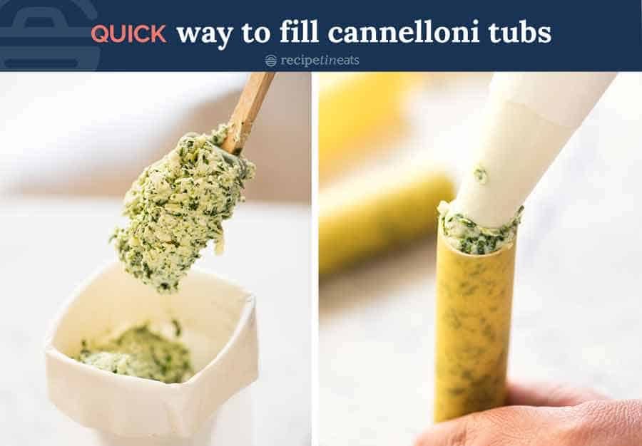 Quick way to fill cannelloni tubes and manicotti 