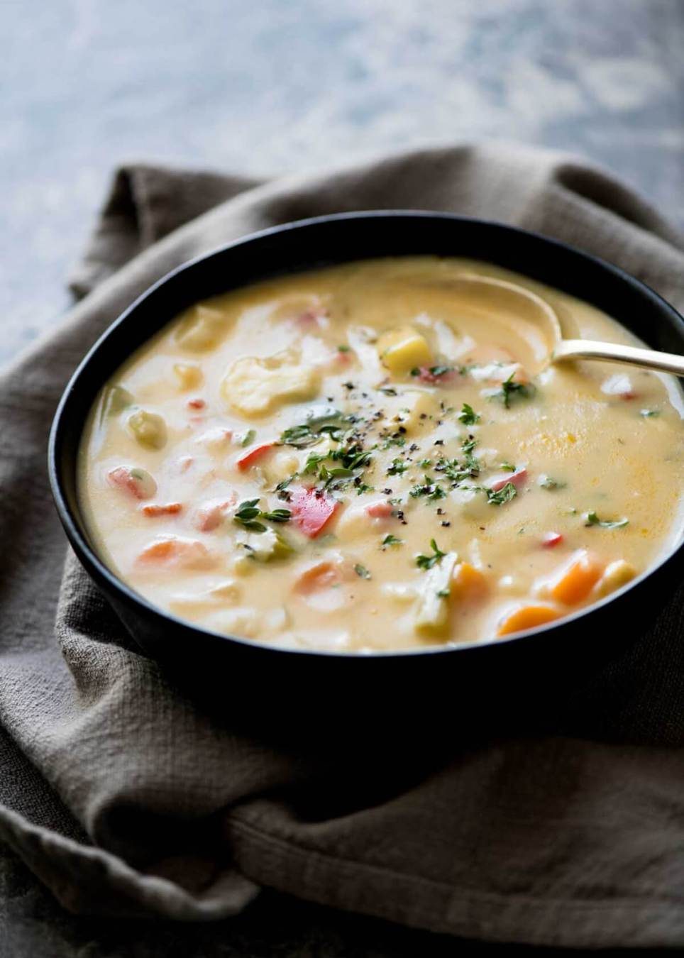 It's a miracle - this Creamy Healthy Vegetable Soup is super low cal, low carb, gluten free and unbelievably tasty. The secret: peeled zucchini, cauliflower, onion and garlic cooked then pureed. Imagine the possibilities! recipetineats.com