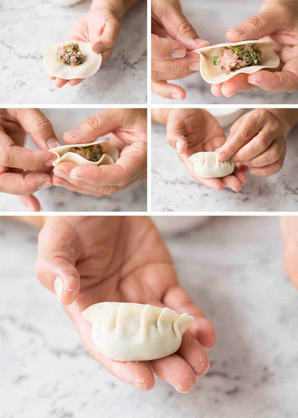 How to wrap Potstickers (Pan Fried Chinese Dumplings)