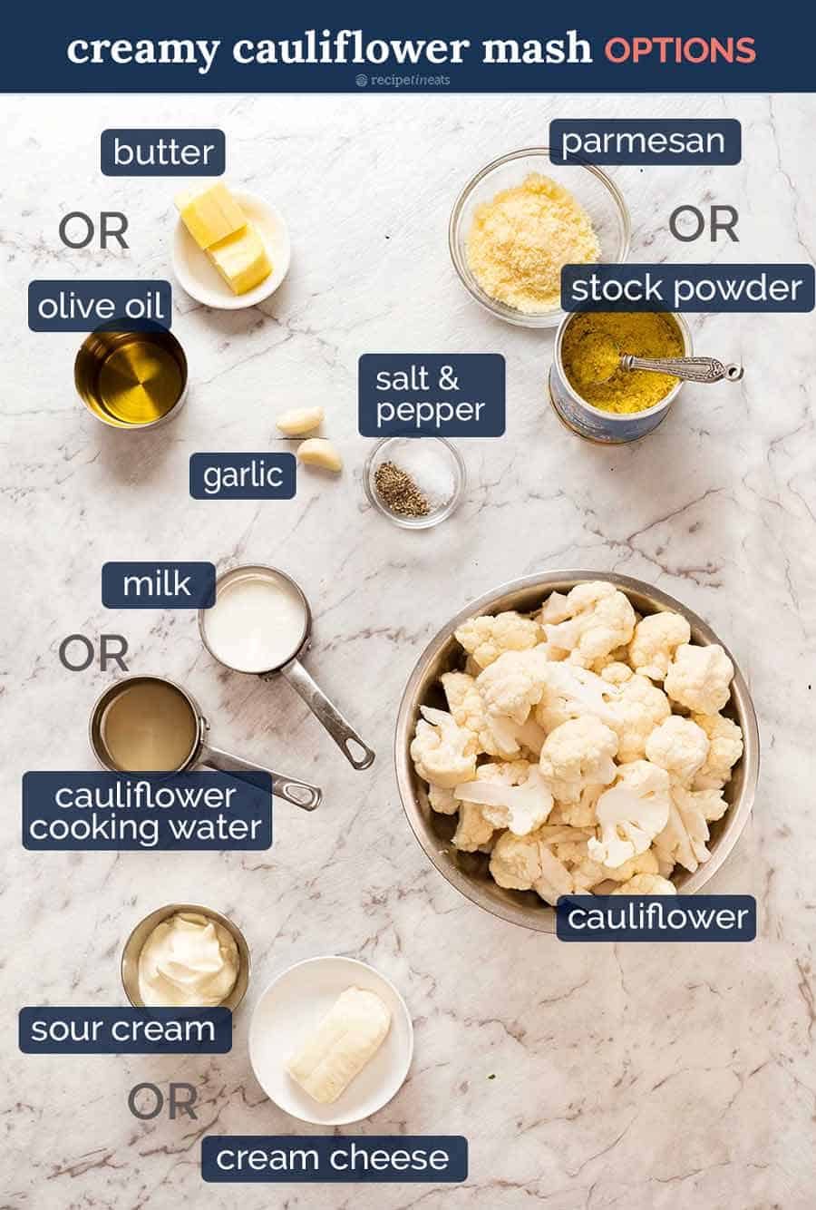 Ingredients in Creamy Mashed Cauliflower