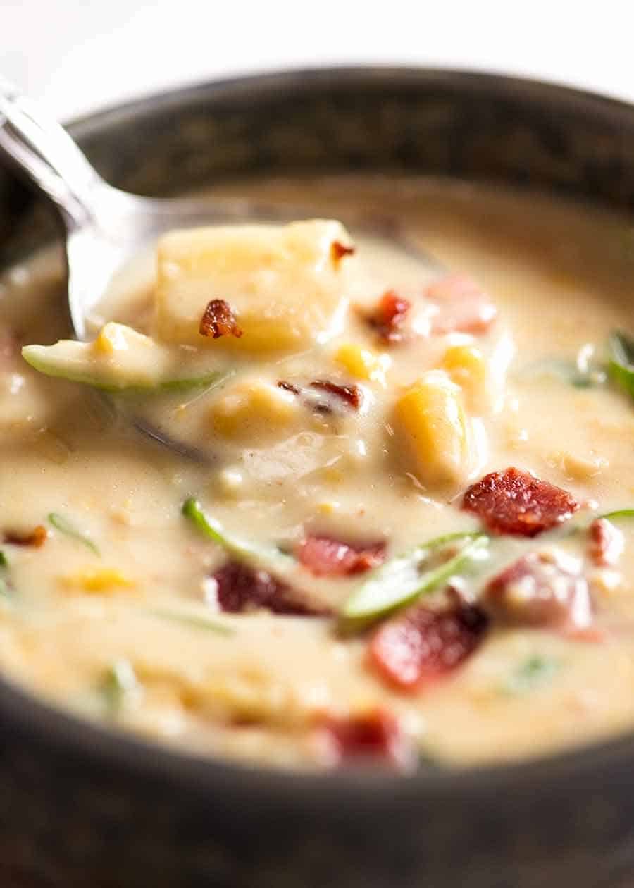 Close up of Emergency Corn Soup, the world most easy soup recipe!