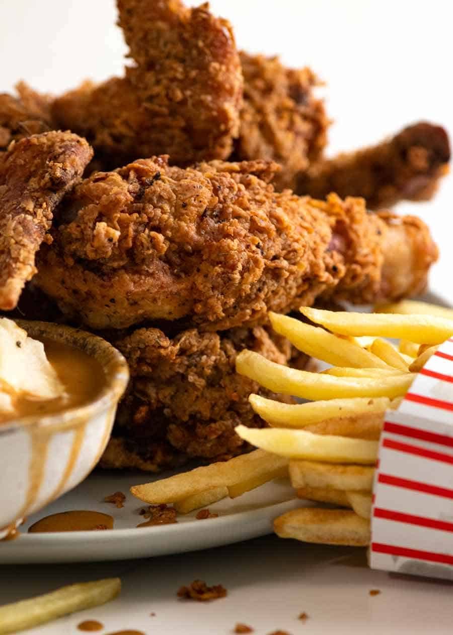 Photo of Fried Chicken with fries and potatoes and gravy