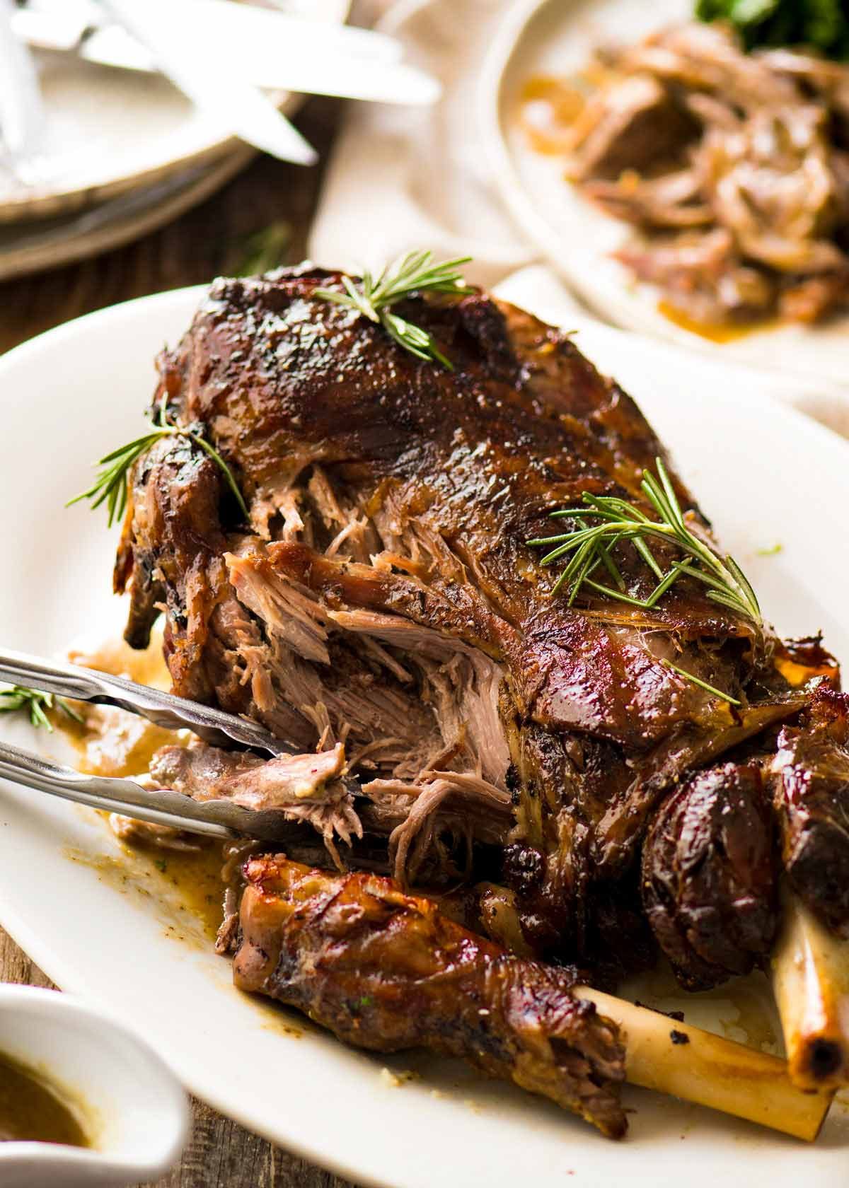 Slow Roasted Lamb Leg with rosemary and garlic