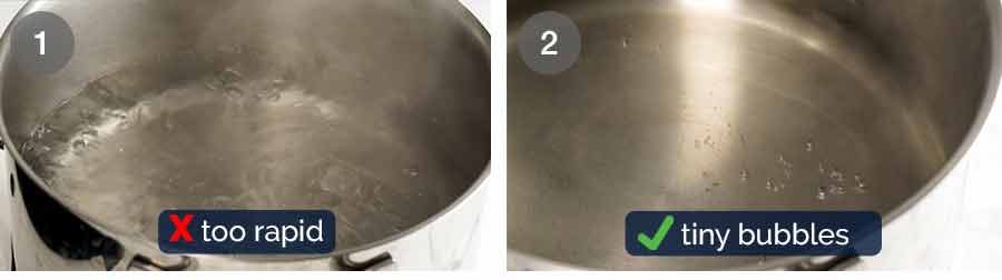 Right water temp for Poached Eggs