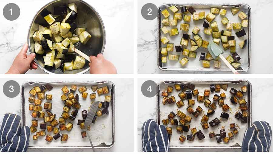 Roasting eggplants for Pasta all Norma - Eggplant Pasta