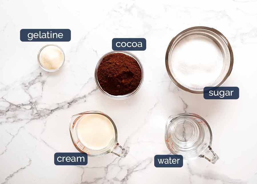 Chocolate Mirror Glaze ingredients