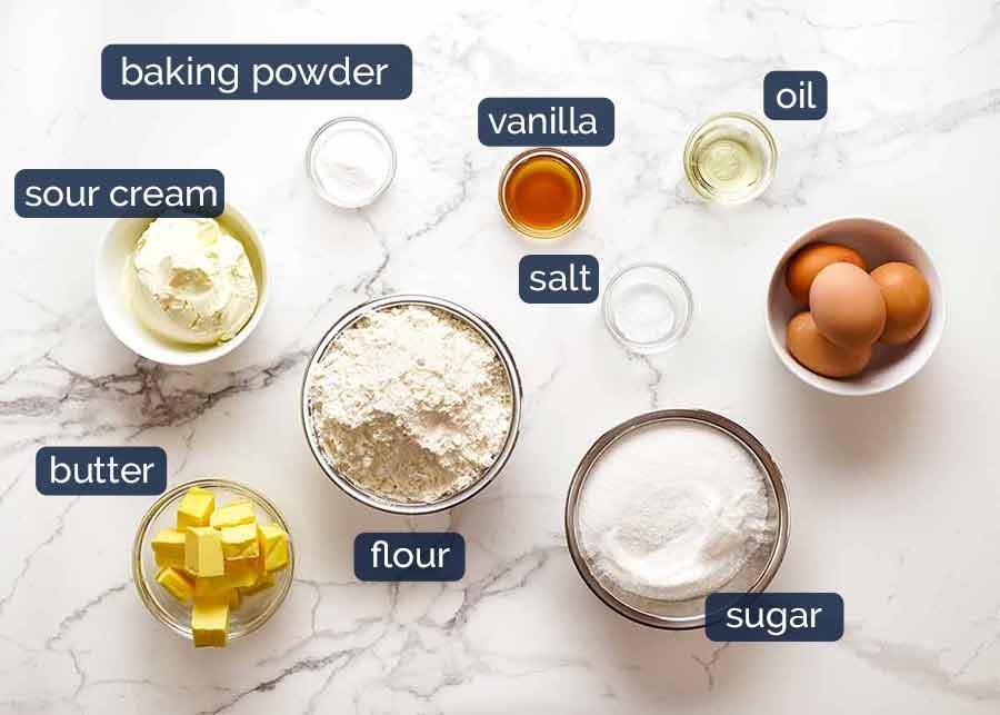 Blueberry Cake with Lemon Cream Cheese Frosting ingredients