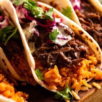 Close up of Beef Barbacoa Taco