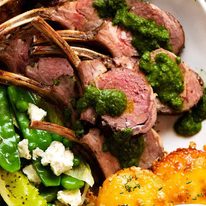 Close up photo of Herb Garlic Rack of Lamb