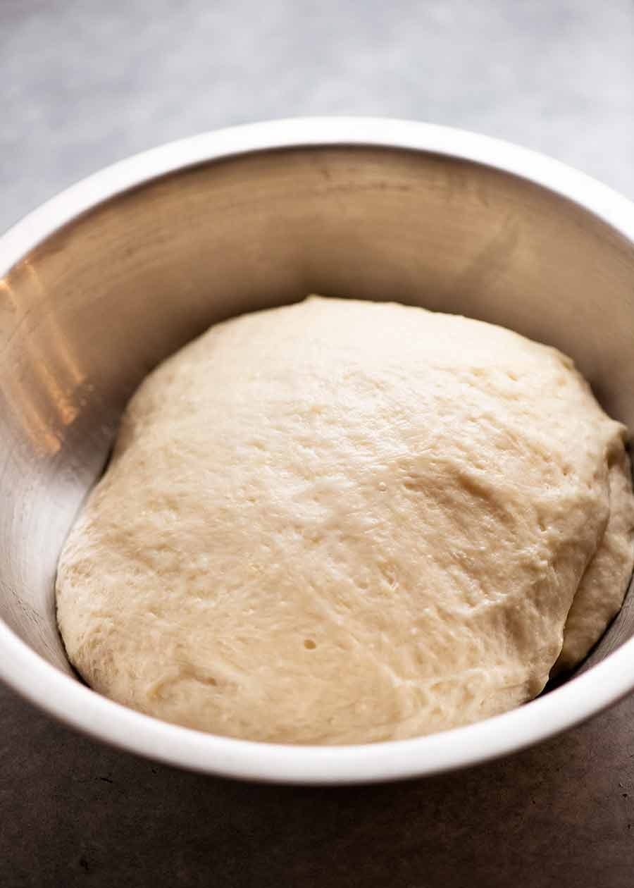 Bowl with focaccia dough
