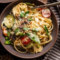 Bowl of freshly cooked Pasta Primavera