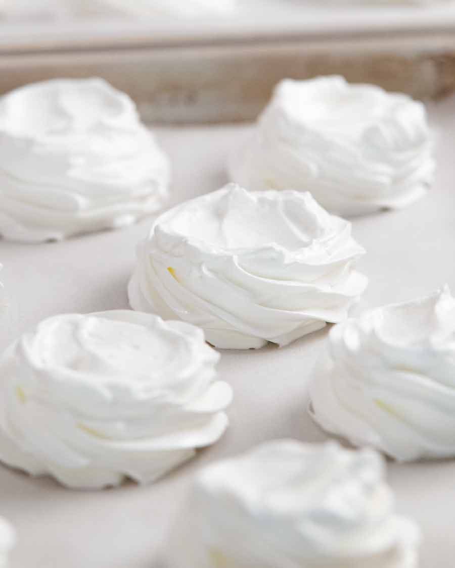 Mini pavlova ready to bake
