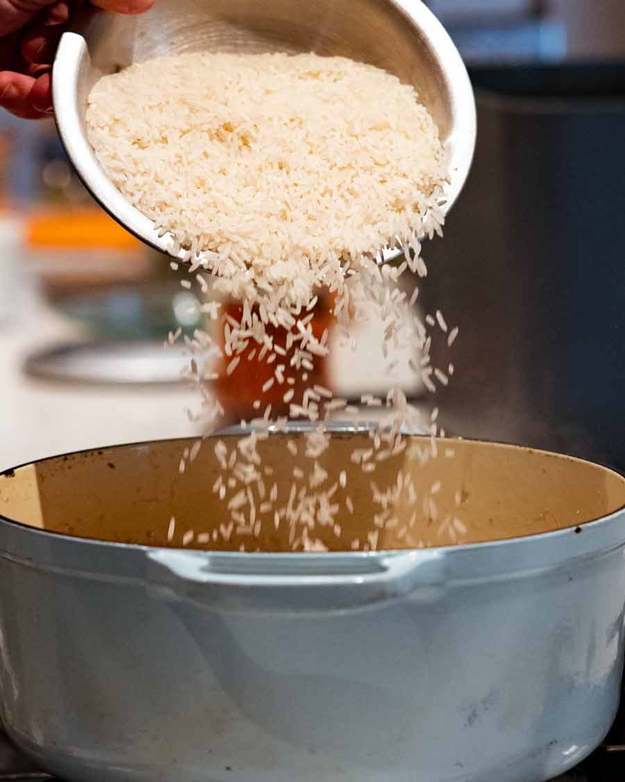 Cooking Jamaican Coconut Rice and Peas (Beans)