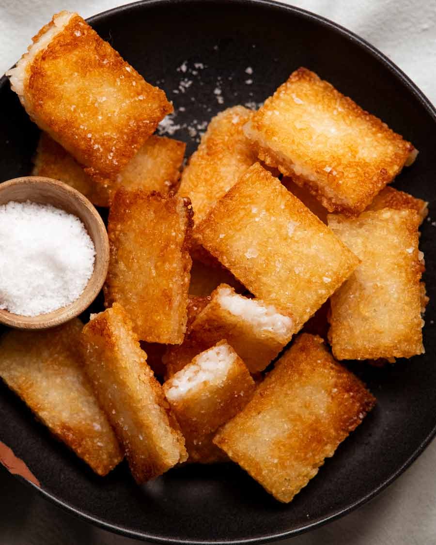 Crispy rice cakes on a plate