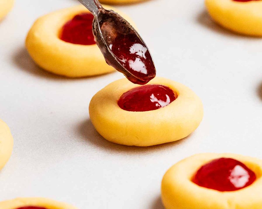 Making Jam drops - Thumbprint Cookies