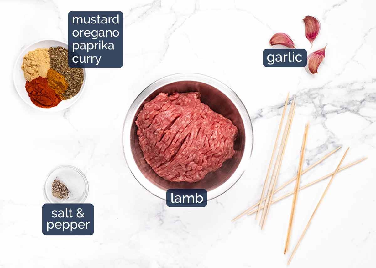 Greek lamb kofta kebabs ingredients
