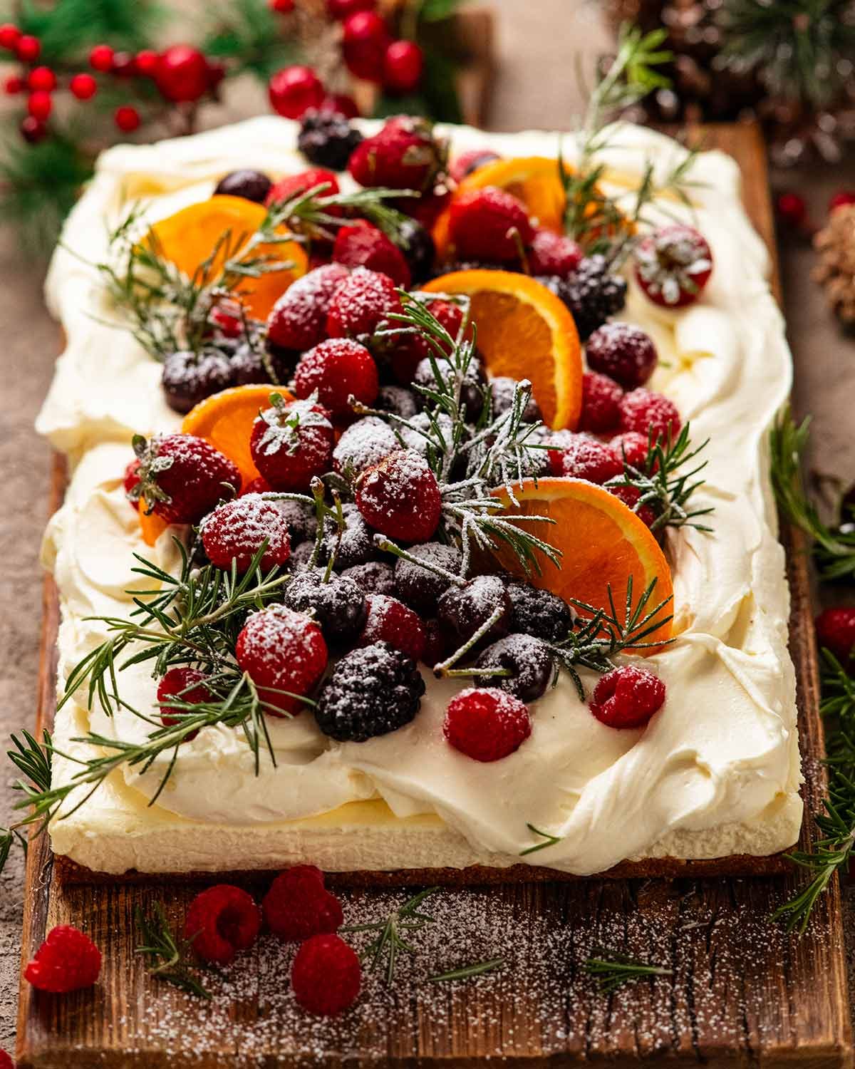Christmas Cheesecake - slab no bake cheesecake