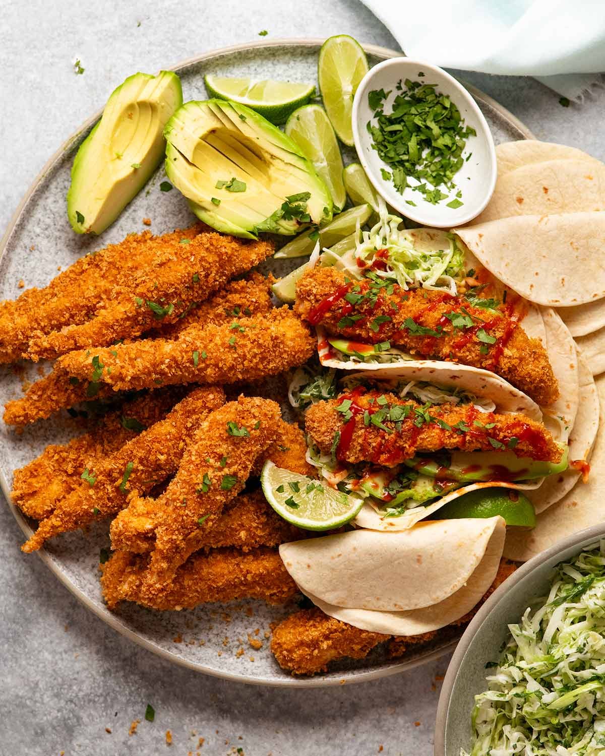 Crunchy chicken taco fingers