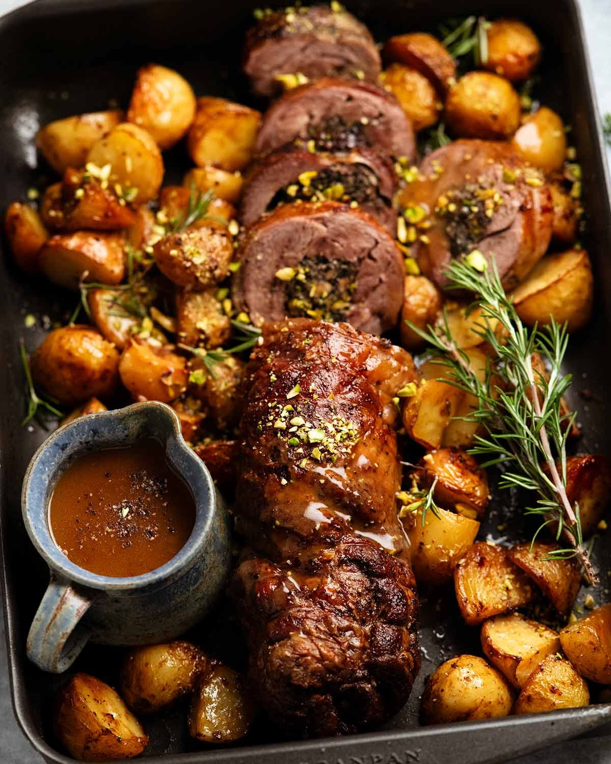 Easter slow-roast stuffed lamb