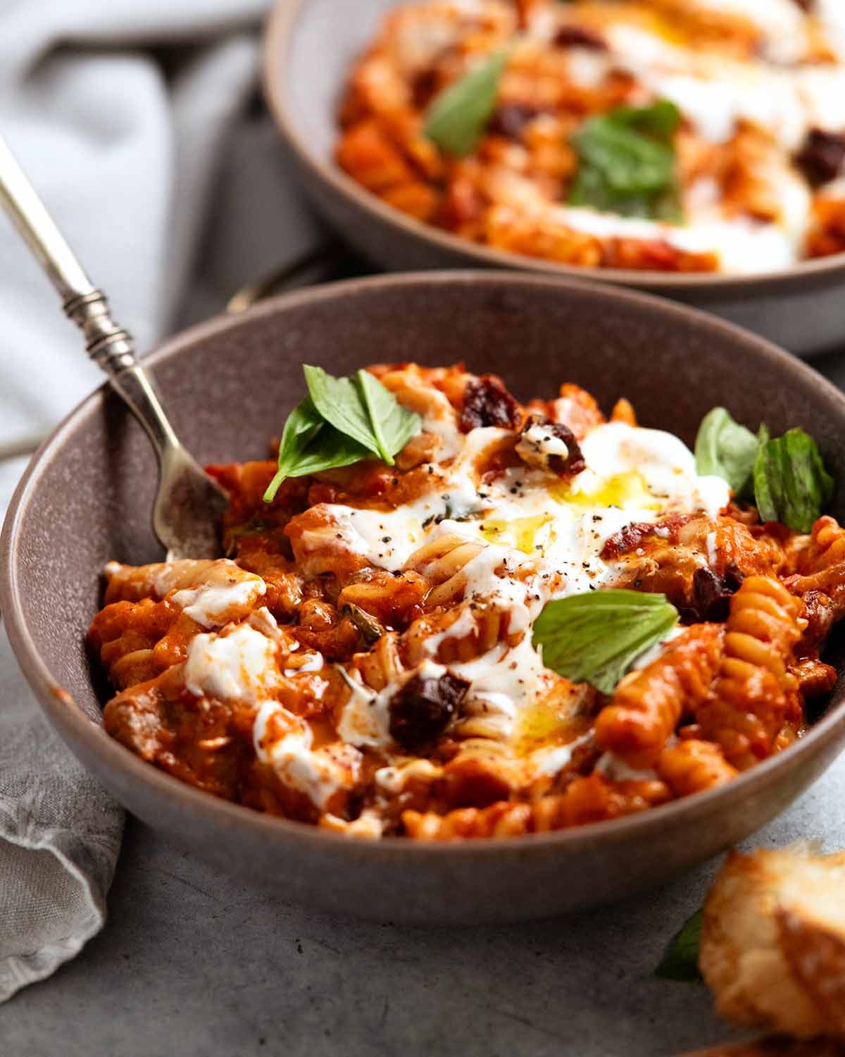 One pot whipped ricotta chicken pasta