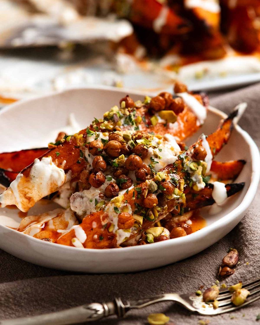 Maple sweet potato salad with whipped tahini