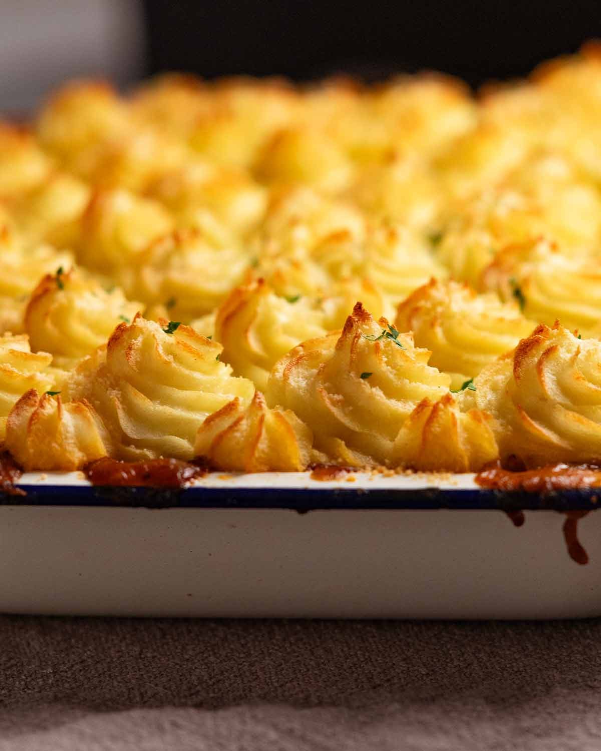 Duchess potato chicken mushroom pie