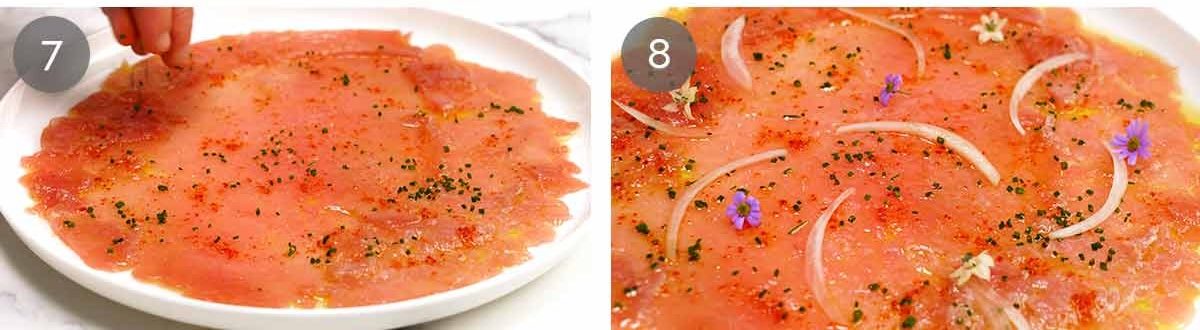 Tuna carpaccio steps
