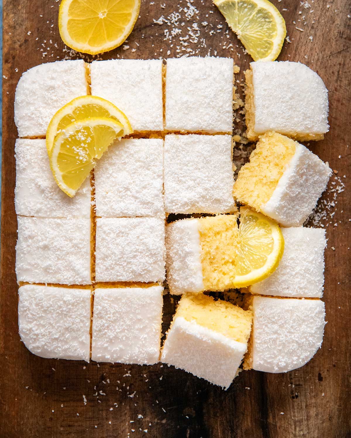 Lemon Coconut Cake Slice